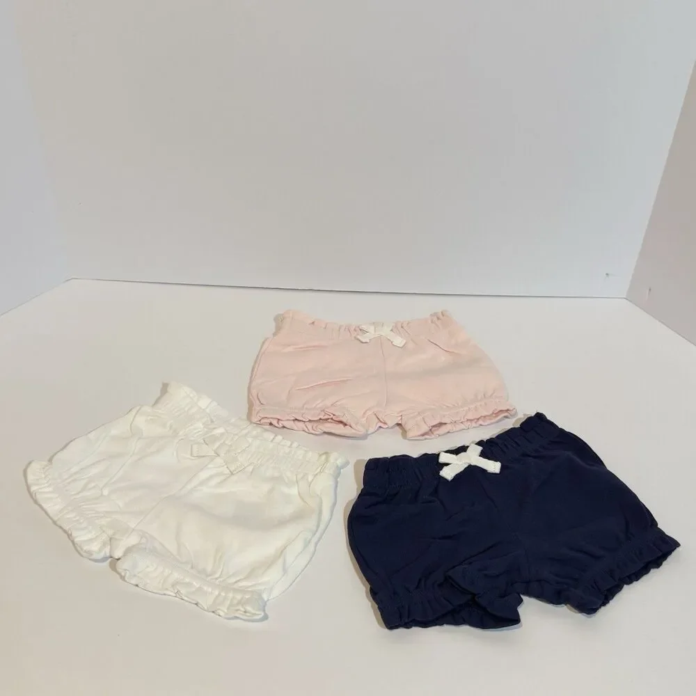 3 New Girls kids Bloomer Shorts Multipacks 3 Month blue white and pink